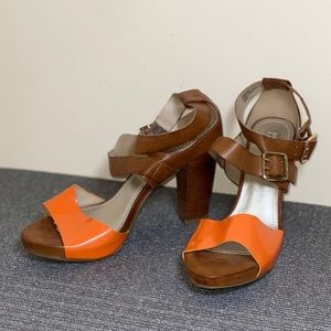 Patent Orange Platform Sandals